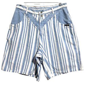Rocky Mountain Denim Shorts Womens Blue White Striped Jean High Waist Vintage